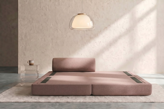 Méridienne convertible et modulable - Tissu lisse Terracotta