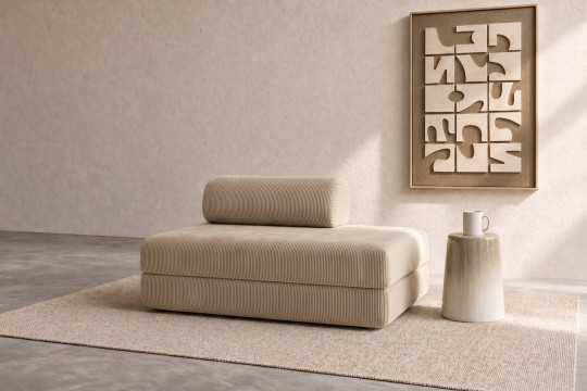 Canapé 2 places convertible et modulable - Velours côtelé Beige