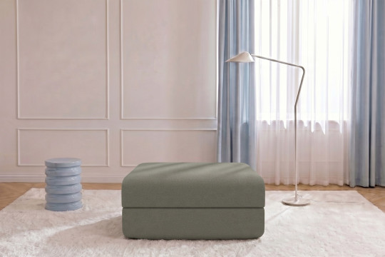 Pouf convertible et modulable - Tissu lisse Taupe