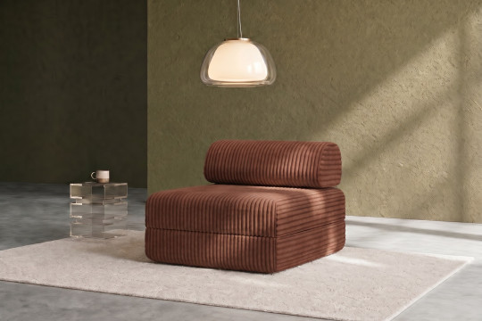 Fauteuil convertible et modulable - Velours côtelé XL Terracotta