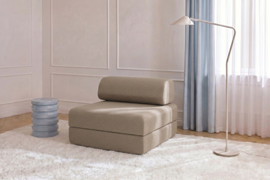 Fauteuil convertible et modulable - Tissu lisse Marron