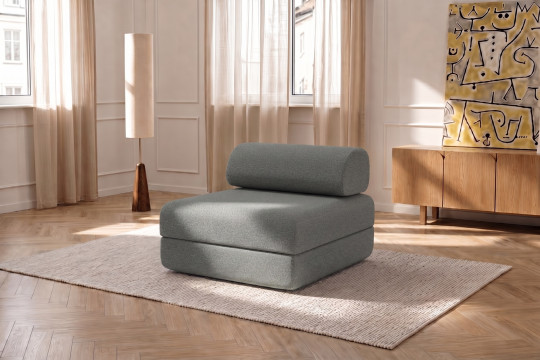 Fauteuil convertible et modulable - Tissu lisse Gris