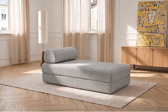 Méridienne convertible et modulable - Tissu tweed Gris