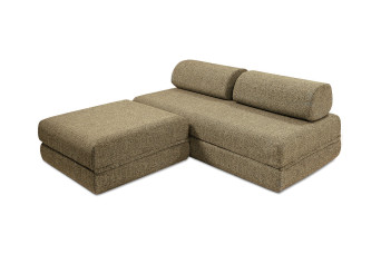 Canapé d'angle convertible 4 places - Tissu tweed - Jaune