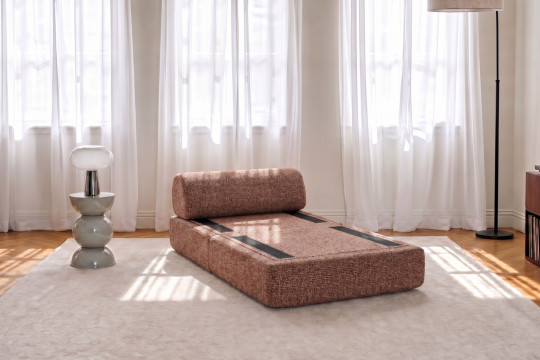 Fauteuil convertible et modulable - Tissu tweed Rouge