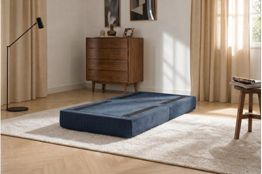 Pouf convertible et modulable - Velours côtelé Bleu