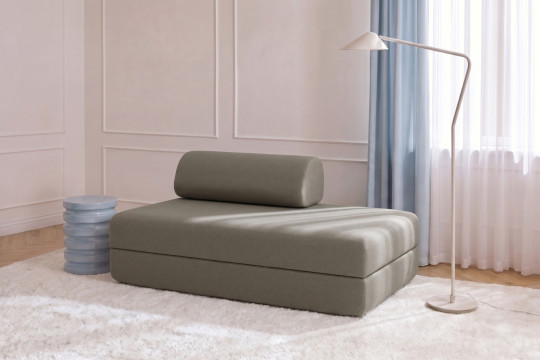Canapé 2 places convertible et modulable - Tissu lisse Taupe