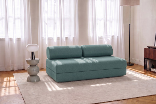 Canapé 3 places convertible et modulable - Tissu lisse Vert