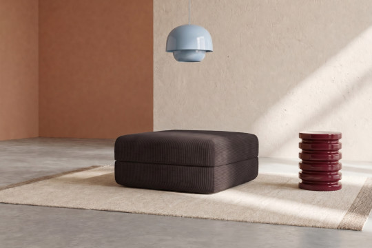 Pouf convertible et modulable - Velours côtelé Marron
