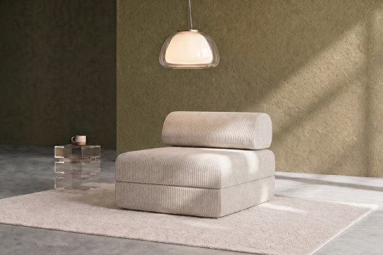 Fauteuil convertible et modulable - Velours côtelé Blanc