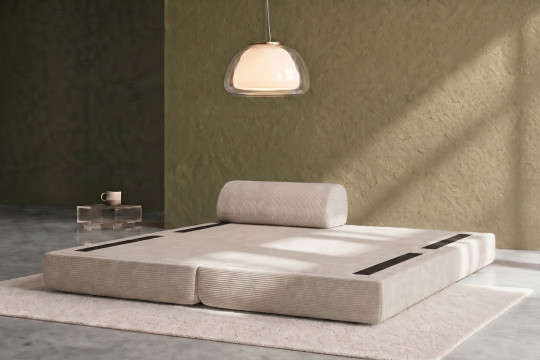 Méridienne convertible et modulable - Velours côtelé Blanc