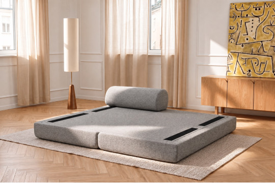 Méridienne convertible et modulable - Tissu tweed Gris