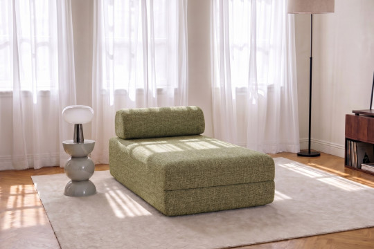 Méridienne convertible et modulable - Tissu tweed Vert