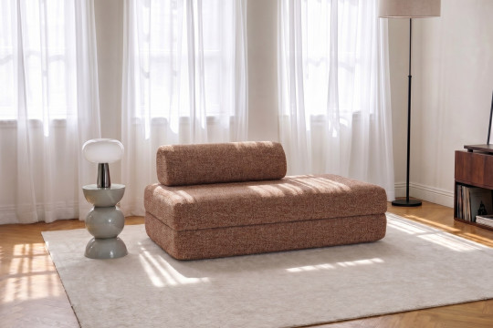 Canapé 2 places convertible et modulable - Tissu tweed Rouge