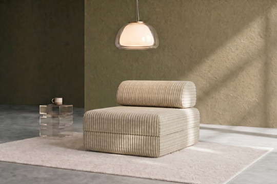 Fauteuil convertible et modulable - Velours côtelé XL Beige