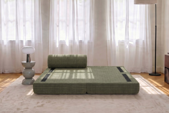 Méridienne convertible et modulable - Velours côtelé XL Vert