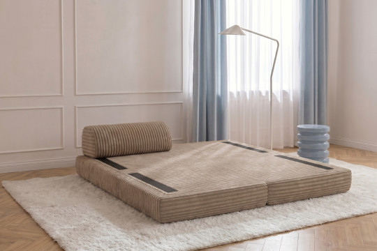 Méridienne convertible et modulable - Velours côtelé XL Marron