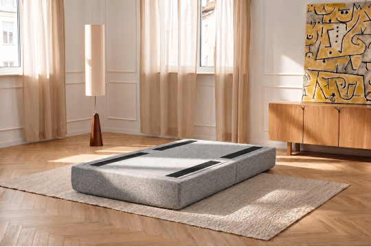 Pouf convertible et modulable - Tissu tweed Gris
