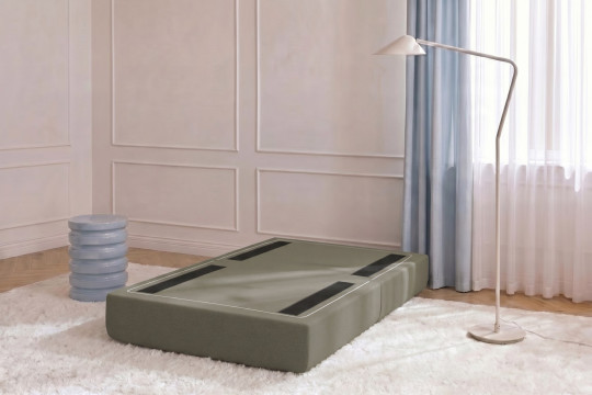 Pouf convertible et modulable - Tissu lisse Taupe