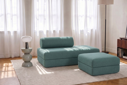 Pouf convertible et modulable - Tissu lisse Vert