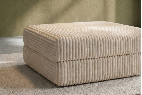 Pouf convertible et modulable - Velours côtelé XL Beige