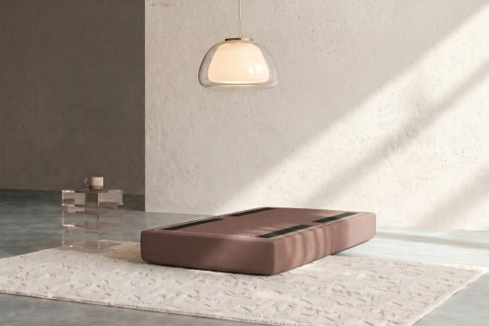 Pouf convertible et modulable - Tissu lisse Terracotta