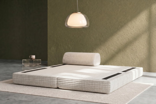 Méridienne convertible et modulable - Velours côtelé XL Blanc