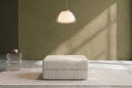 Pouf convertible et modulable - Velours côtelé XL Blanc