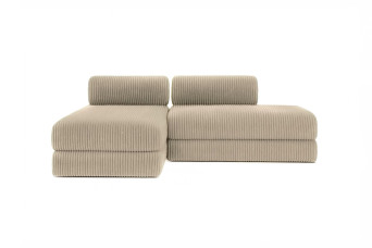 Canapé d'angle 5 places - 2 modules convertibles : Canapé 2 places + Méridienne - Velours côtelé XL Taupe