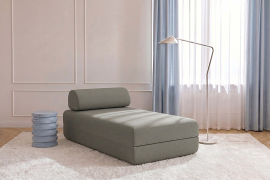 Méridienne convertible et modulable - Tissu lisse Taupe