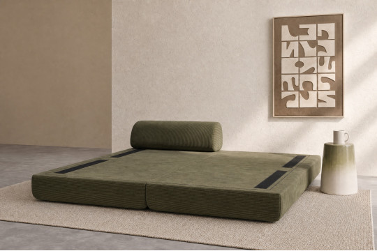 Méridienne convertible et modulable - Velours côtelé Vert
