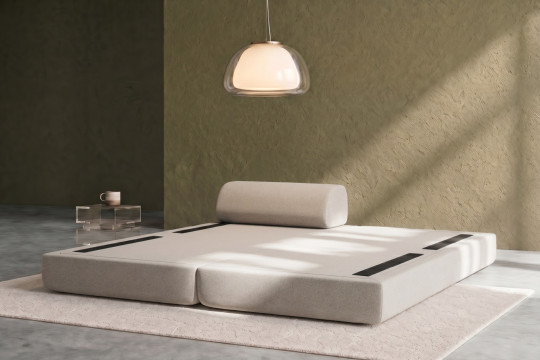Méridienne convertible et modulable - Tissu lisse Beige