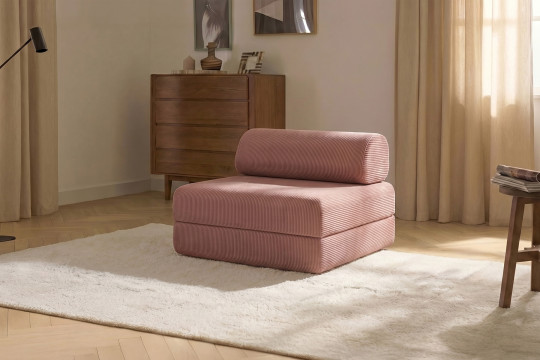 Fauteuil convertible et modulable - Velours côtelé Rose