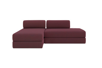 Canapé d'angle 5 places - 2 modules convertibles : Canapé 2 places + Méridienne - Tissu lisse Rouge