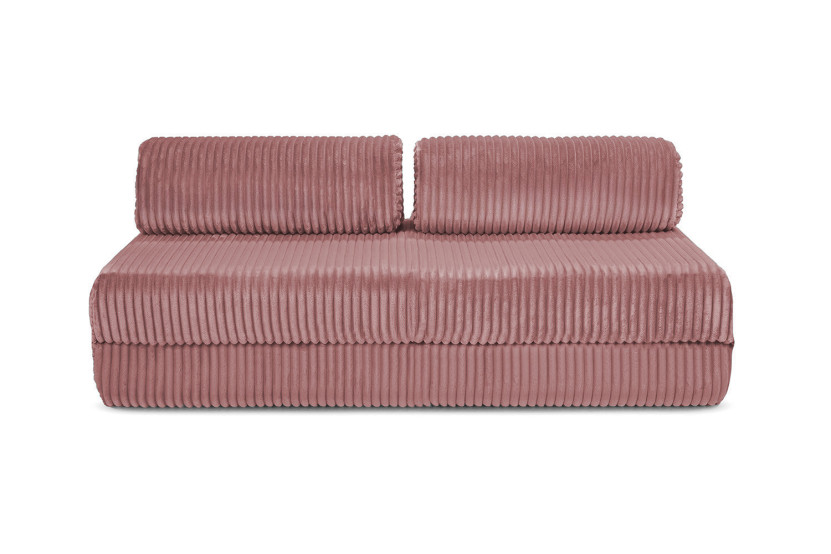Canapé d'angle convertible 6 places - Velours côtelé XL - Rose