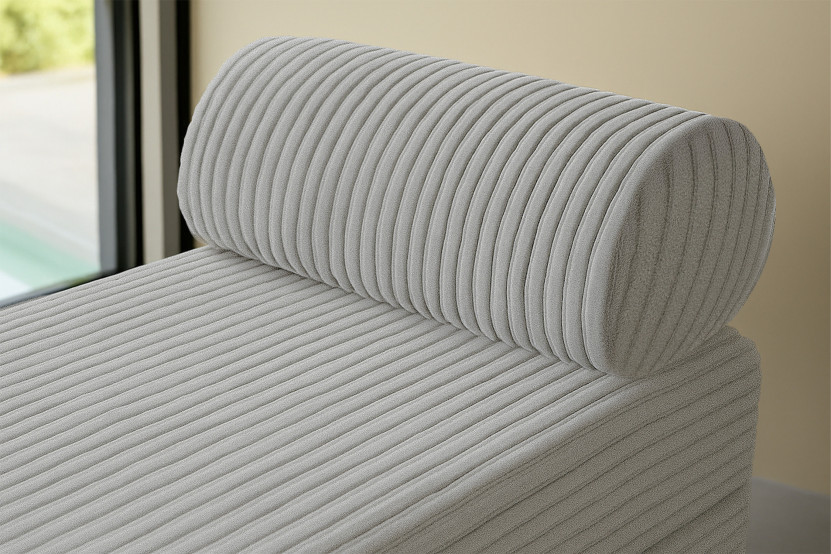 Méridienne convertible et modulable - Velours côtelé XL - Gris clair