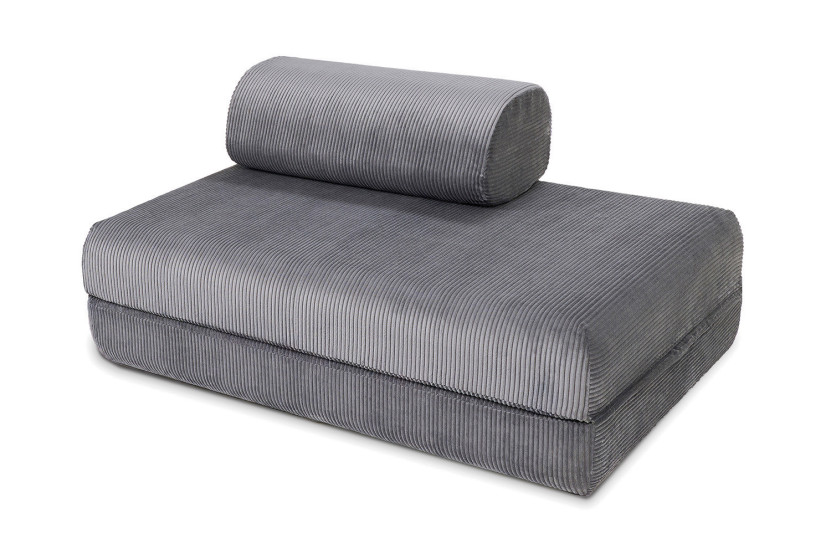 Canapé droit convertible et modulable 2 places - Velours côtelé - Gris