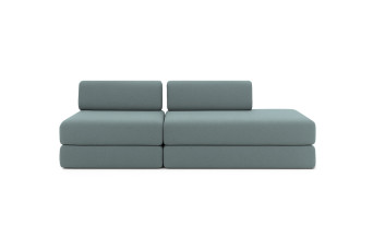 Canapé 3 places - 2 modules convertibles : Canapé 2 places + Fauteuil - Tissu lisse Vert