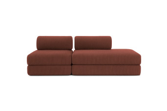 Canapé 3 places - 2 modules convertibles : Canapé 2 places + Fauteuil - Velours côtelé XL Terracotta