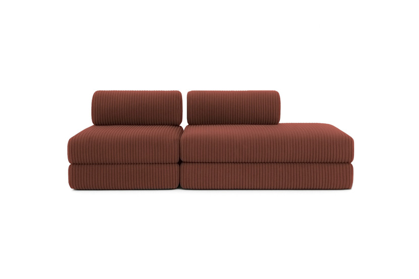 Canapé 3 places - 2 modules convertibles : Canapé 2 places + Fauteuil - Velours côtelé XL Terracotta