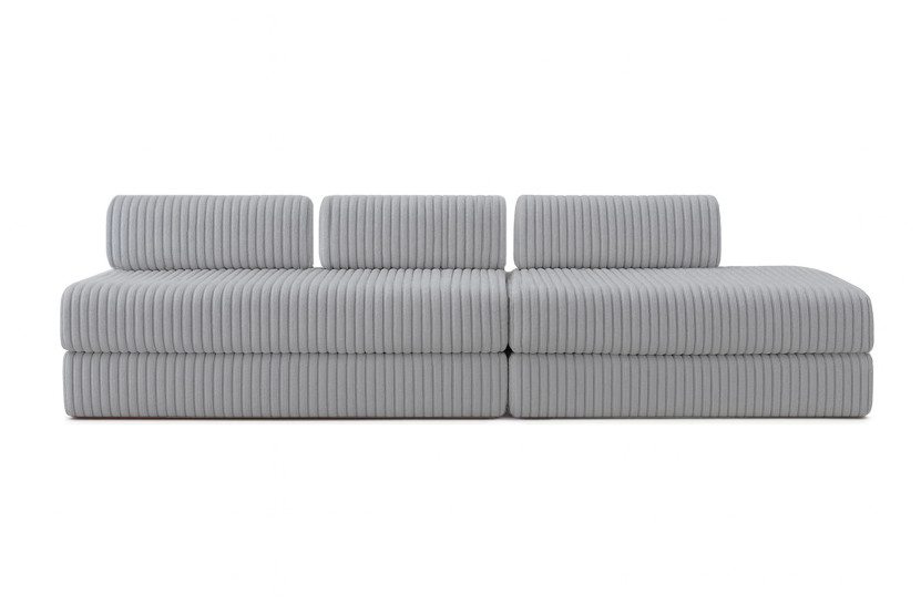 Canapé 5 places - 2 modules convertibles : Canapé 3 places + Canapé 2 places - Velours côtelé XL Gris clair