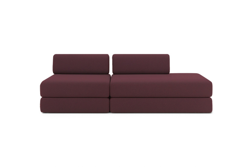 Canapé 3 places - 2 modules convertibles : Canapé 2 places + Fauteuil - Tissu lisse Rouge