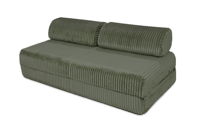 Canapé d'angle convertible 4 places - Velours côtelé XL - Vert