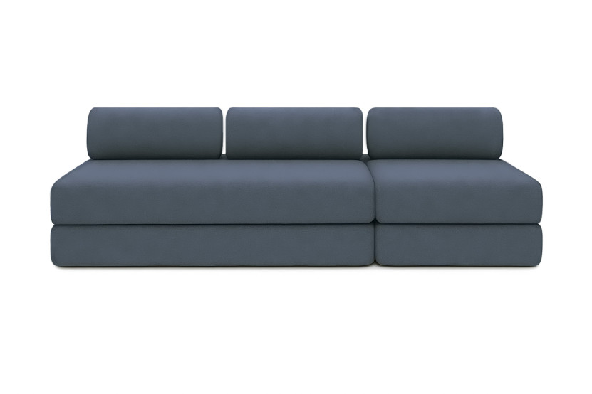 Canapé 4 places - 2 modules convertibles : Canapé 3 places + Fauteuil - Tissu lisse Bleu