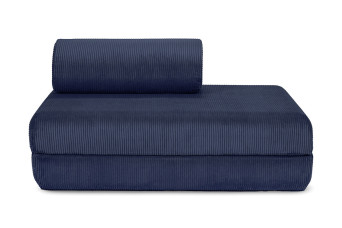 Canapé droit convertible et modulable 2 places - Velours côtelé - Bleu