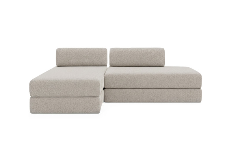 Canapé d'angle 5 places - 2 modules convertibles : Canapé 2 places + Méridienne - Tissu extérieur Gris