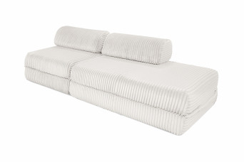 Canapé droit convertible 3 places - Velours côtelé XL - Blanc