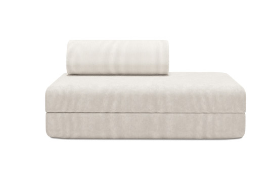 Housse Canapé droit convertible - 2 places - Tissu velours côtelé blanc
