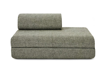 Canapé droit convertible et modulable 2 places - Tissu tweed - Vert