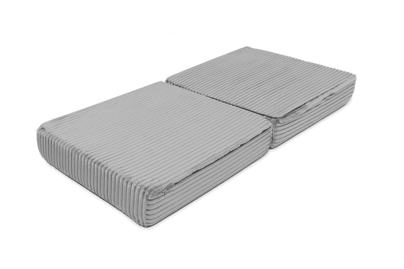 Pouf convertible et modulable - Velours côtelé XL - Gris clair